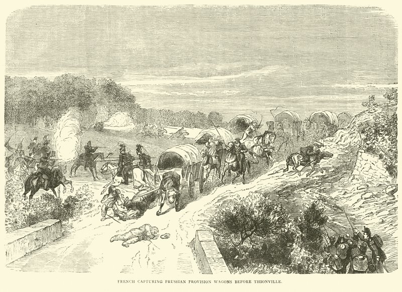 استولى الفرنسيون على عربات البروسية قبل ثيونفيل ، سبتمبر 1870 بواسطة مدرسة اللغة الإنجليزية