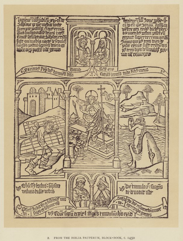 من Biblia Pauperum، Block-Book، c 1450 (litho) بواسطة مدرسة اللغة الإنجليزية