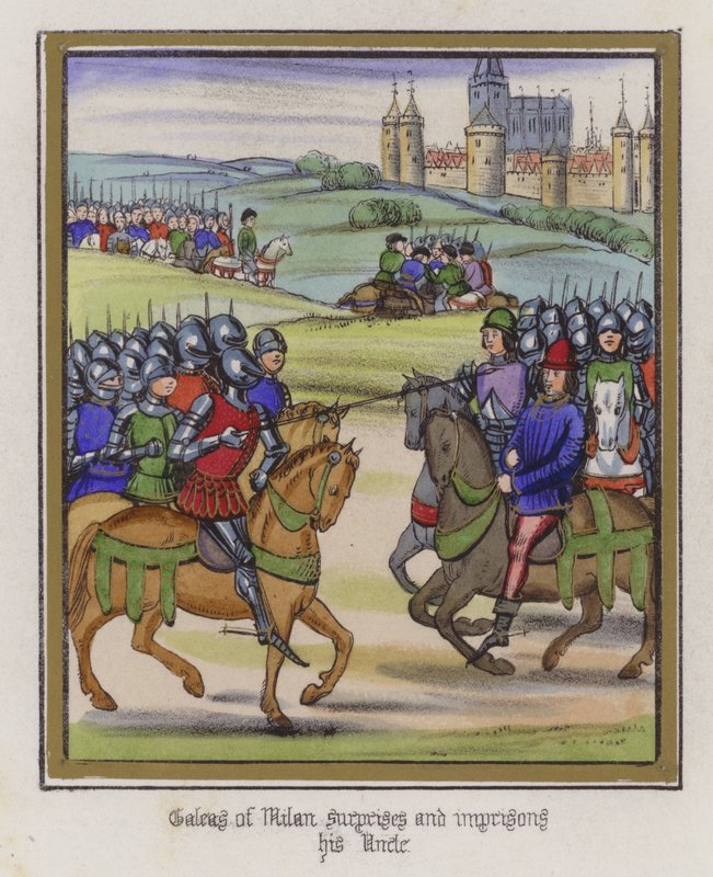 Galeas of Milan يفاجئ عمه ويسجنه (نقش ملون) بواسطة مدرسة اللغة الإنجليزية