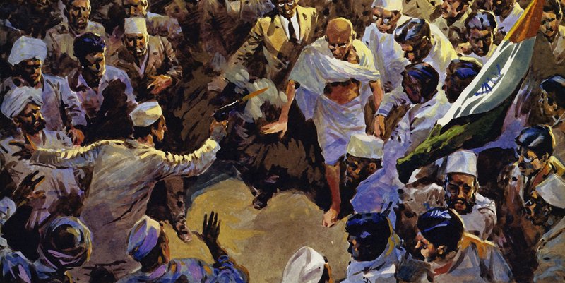 تم اغتيال غاندي في عام 1948 من قبل هوندو المتعصب بواسطة مدرسة اللغة الإنجليزية