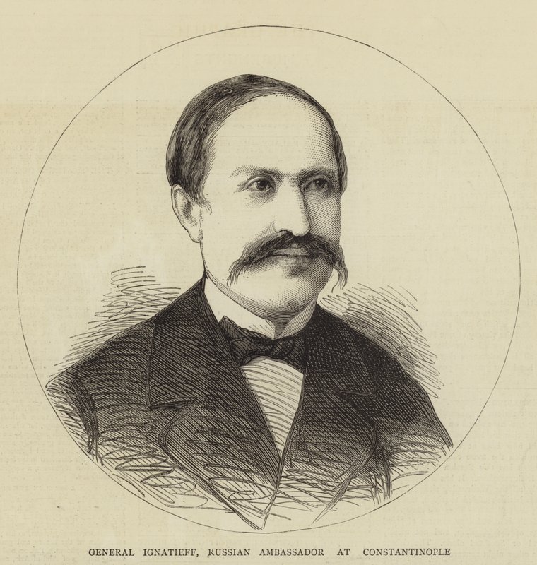 General Ignatieff, Russian Ambassador at Constantinople (engraving) بواسطة مدرسة اللغة الإنجليزية