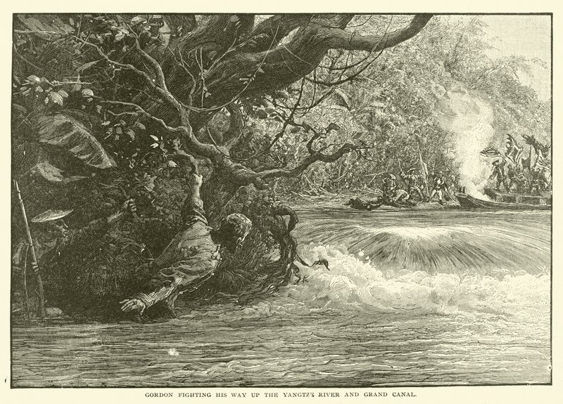 Gordon fighting his way up the Yangtze River and Grand Canal (engraving) بواسطة مدرسة اللغة الإنجليزية