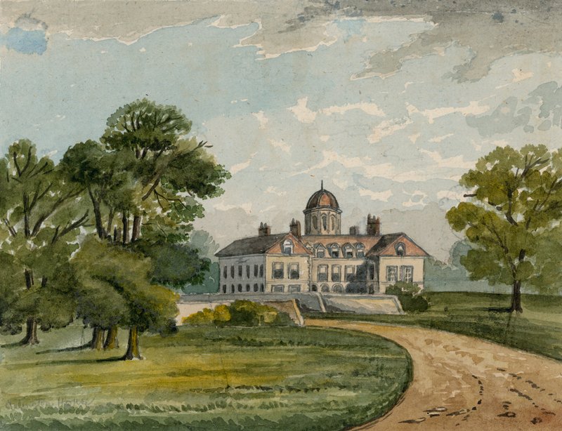 Goring House ، في وقت لاحق Arlington House ، في موقع قصر باكنغهام (مرحاض على ورق) بواسطة مدرسة اللغة الإنجليزية