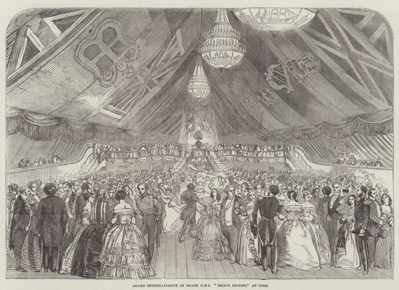 Grand Entertainment على متن السفينة HMS "Prince Regent" في Cork (نقش) بواسطة مدرسة اللغة الإنجليزية