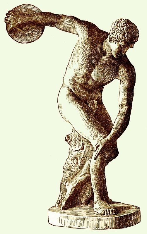 رياضي يوناني يلقى رمي القرص ، رسم توضيحي من Cassells Illustrated History History بواسطة إدوارد أولييه ، 1890 (صورة محسنة رقميًا) بواسطة مدرسة اللغة الإنجليزية