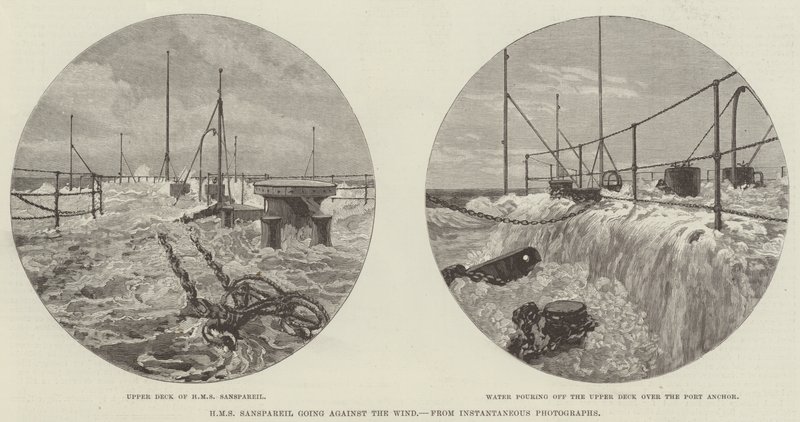 HMS Sanspareil تسير ضد الريح (نقش) بواسطة مدرسة اللغة الإنجليزية