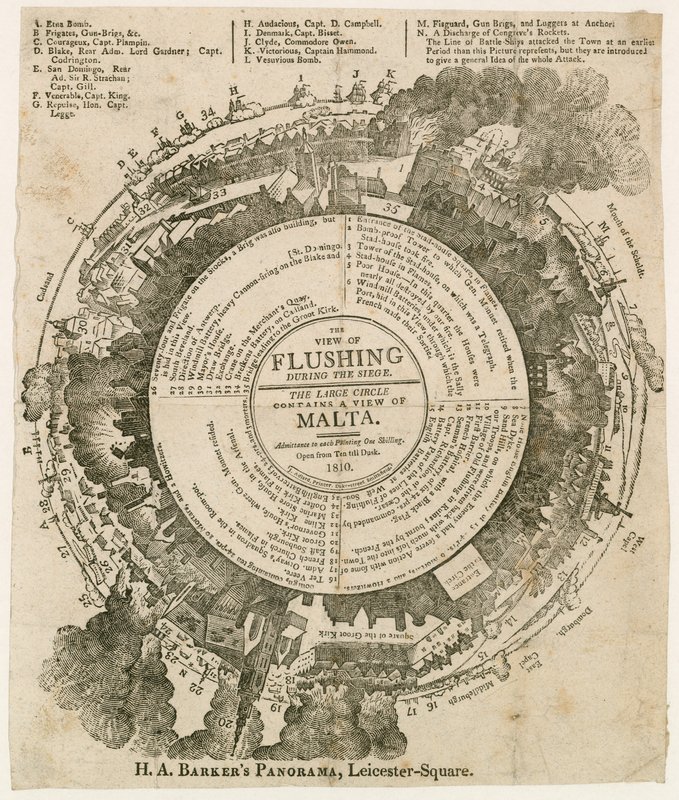 HA Barkers view of Flushing أثناء حصار مالطا ، 1810 ، بانوراما ، ليستر سكوير ، لندن بواسطة مدرسة اللغة الإنجليزية