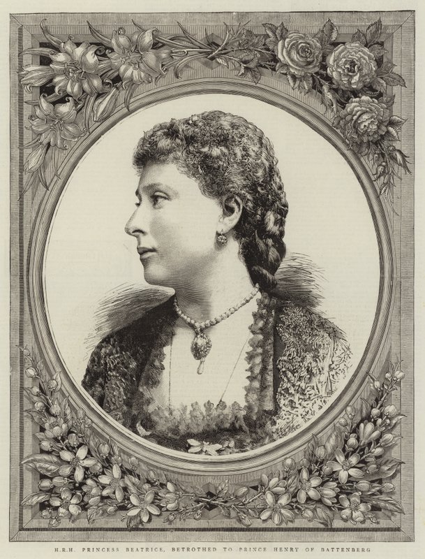 H R H Princess Beatrice, Betrothed to Prince Henry of Battenberg (engraving) بواسطة مدرسة اللغة الإنجليزية