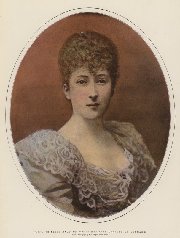 H R H Princess Maud of Wales, Princess Charles of Denmark (colour litho) بواسطة مدرسة اللغة الإنجليزية