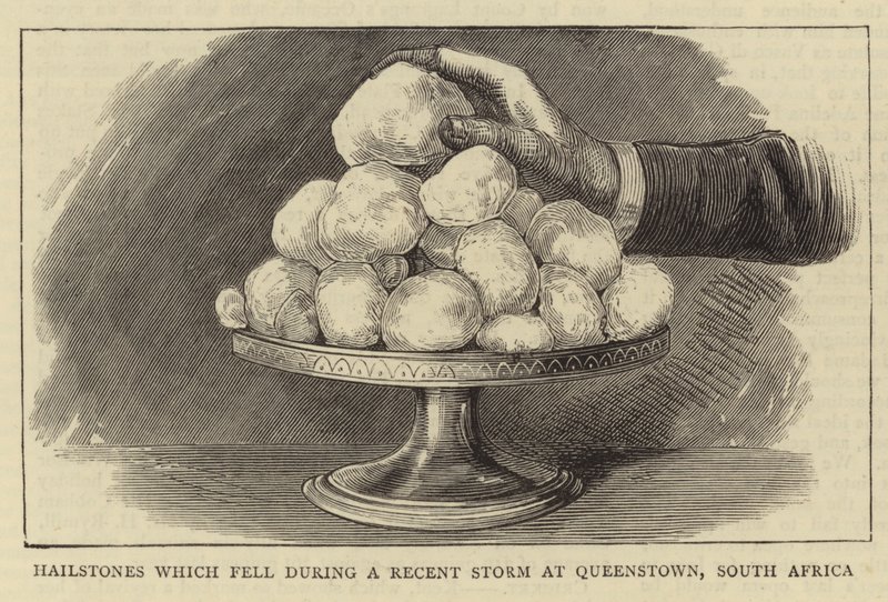 Hailstones which fell during a Recent Storm at Queenstown, South Africa (engraving) بواسطة مدرسة اللغة الإنجليزية