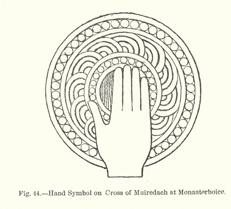 رمز اليد على صليب Muiredach في Monasterboice (نقش) بواسطة مدرسة اللغة الإنجليزية