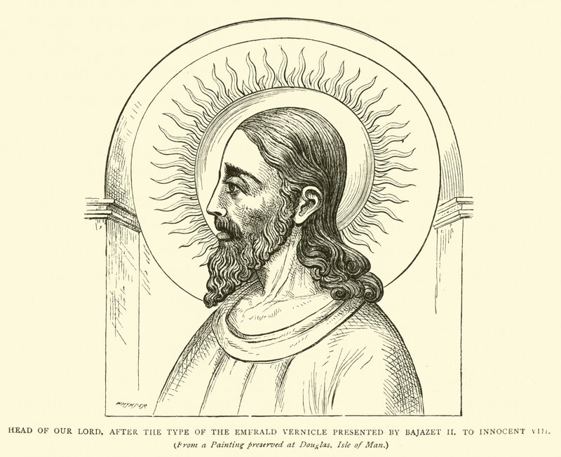 رأس ربنا ، بعد نوع الزمرد Vernicle الذي قدمه Bajazet II إلى Innocent VIII بواسطة مدرسة اللغة الإنجليزية