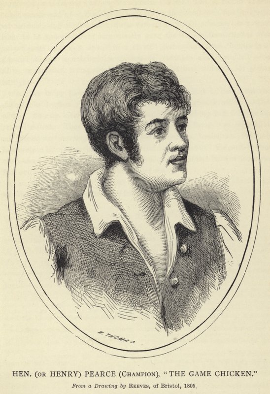 الدجاجة (أو هنري) بيرس ، بطل ، لعبة الدجاج ، من رسم ريفز ، بريستول ، 1805 بواسطة مدرسة اللغة الإنجليزية