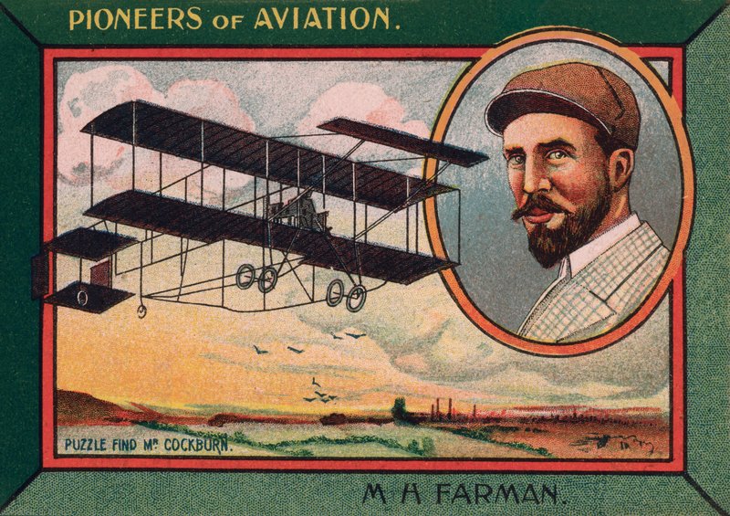 Henri Farman, Anglo-French aviation pioneer, aircraft designer and manufacturer (chromolitho) بواسطة مدرسة اللغة الإنجليزية