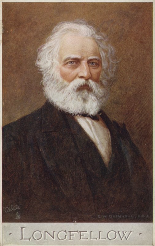 هنري وادزورث لونجفيلو (1807-1882)، شاعر أمريكي (طباعة حجرية ملونة) بواسطة مدرسة اللغة الإنجليزية