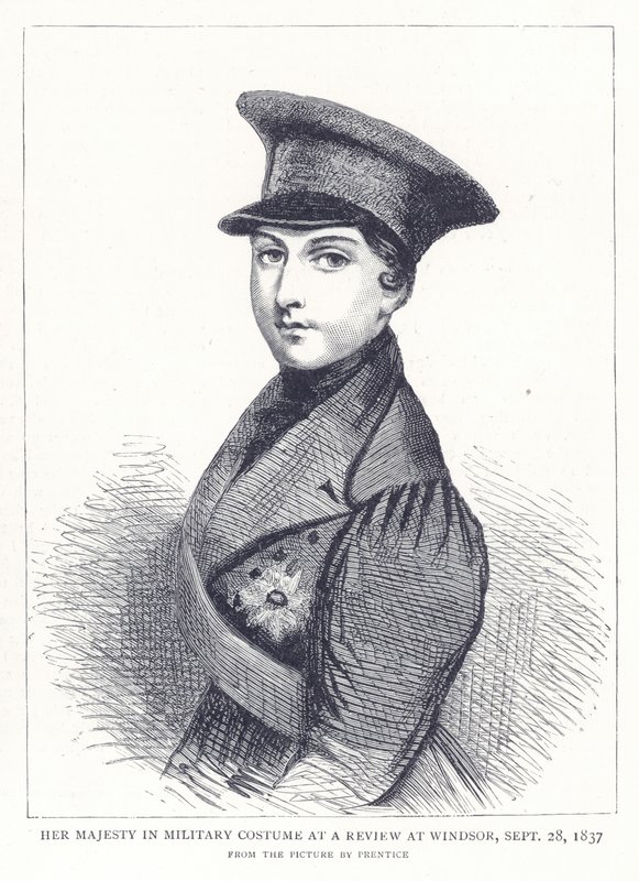 جلالة الملكة في الزي العسكري في مراجعة في وندسور ، 28 سبتمبر 1837 بواسطة مدرسة اللغة الإنجليزية