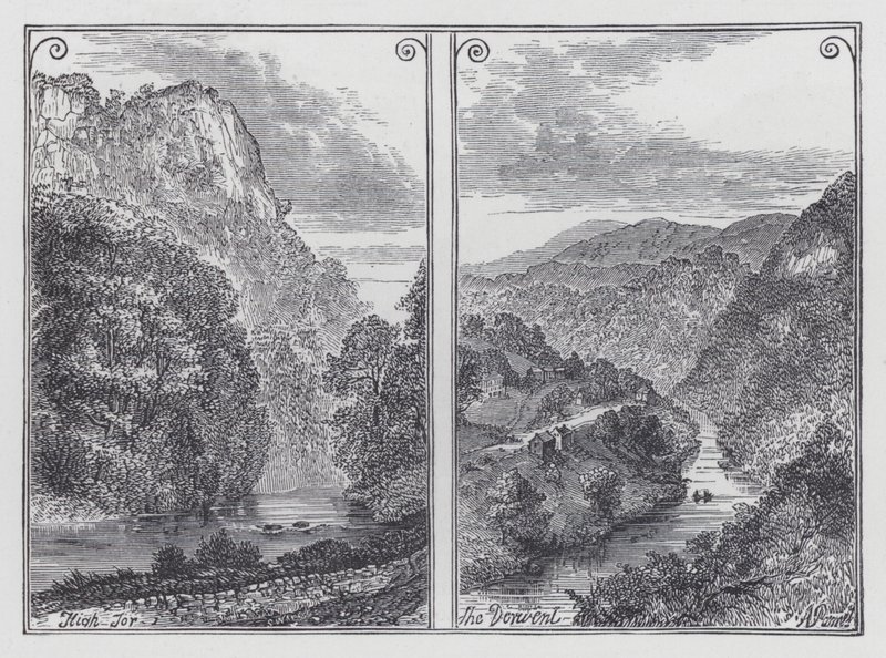 High Tor, The Derwent (engraving) بواسطة مدرسة اللغة الإنجليزية