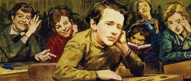 جعل زملائه تلاميذ الحياة Tschaikovskys بؤس ، يضحكون على ملابسه البسيطة المنزلية بواسطة مدرسة اللغة الإنجليزية