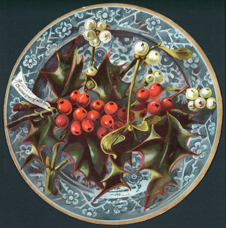 هولي و Mistletoe على لوحة ، بطاقة عيد الميلاد بواسطة مدرسة اللغة الإنجليزية