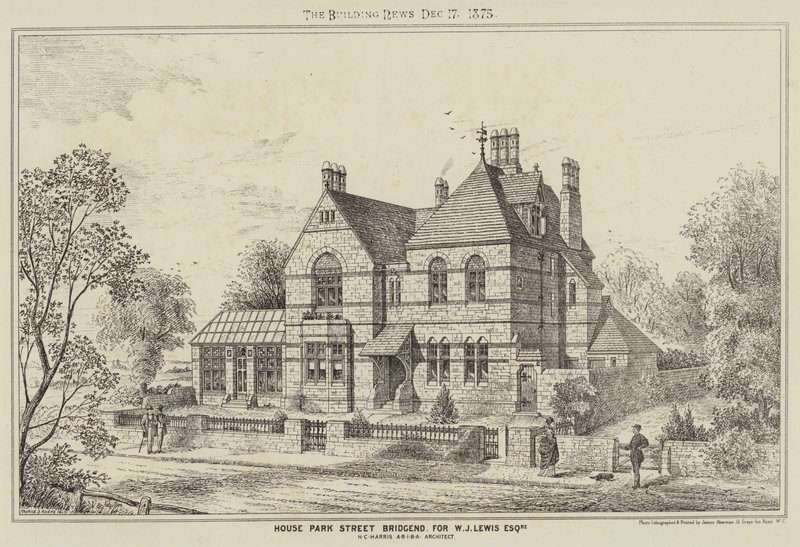 House Park Street Bridgend ، لـ WJ Lewis Esquire (نقش) بواسطة مدرسة اللغة الإنجليزية