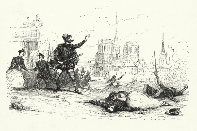 رسم توضيحي لـ Les Huguenots بواسطة Giacomo Meyerbeer (نقش) بواسطة مدرسة اللغة الإنجليزية