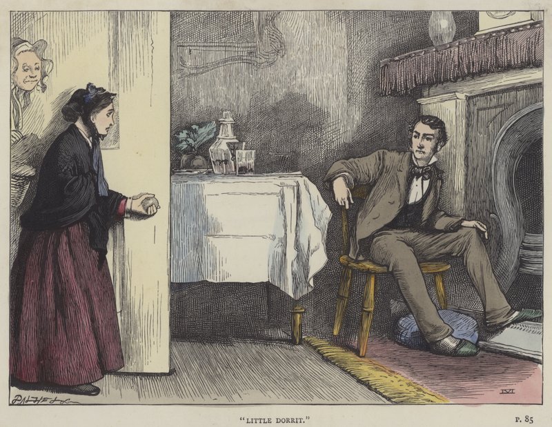 رسم توضيحي لـ Little Dorrit (نقش ملون) بواسطة مدرسة اللغة الإنجليزية