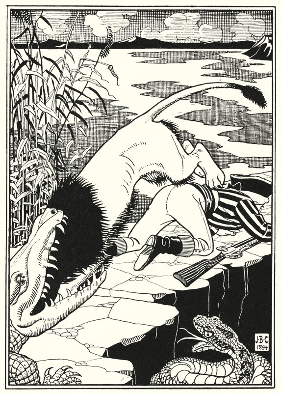 Illustration for the Adventures of Baron Munchausen (engraving) بواسطة مدرسة اللغة الإنجليزية