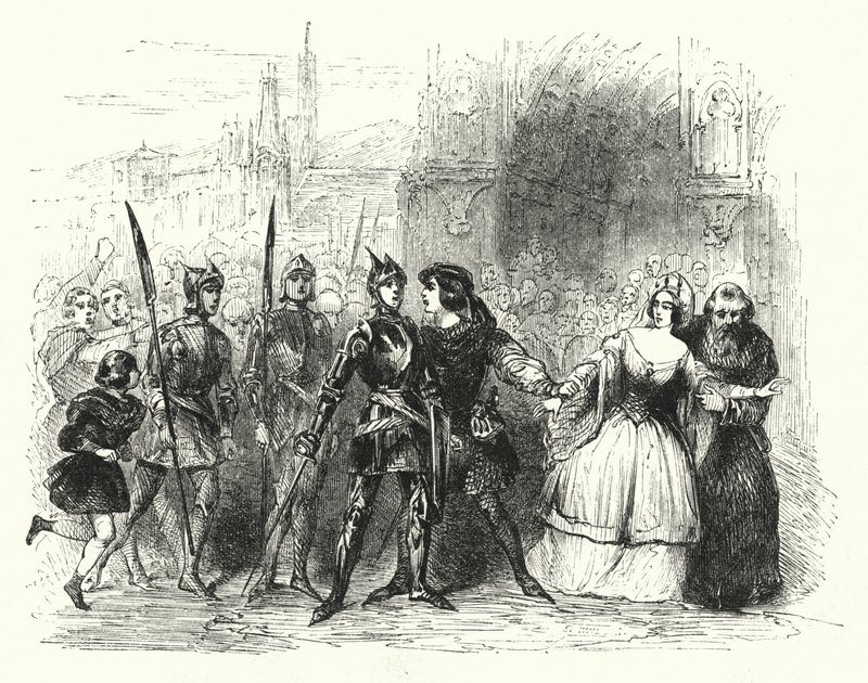 رسم توضيحي لأوبرا La Juive بواسطة Fromental Halevy (نقش) بواسطة مدرسة اللغة الإنجليزية