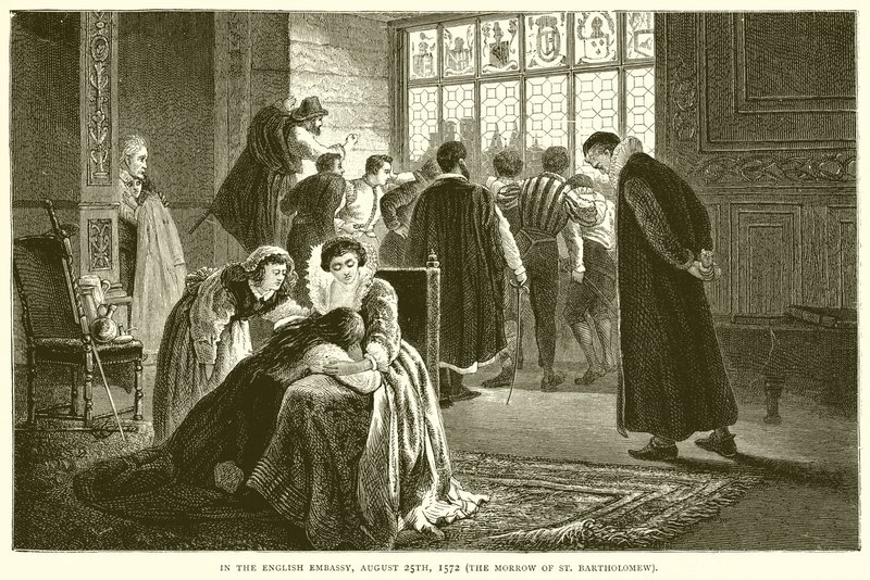 في السفارة الإنجليزية ، 25 أغسطس 1572 (مورو سانت بارثولوميو) بواسطة مدرسة اللغة الإنجليزية