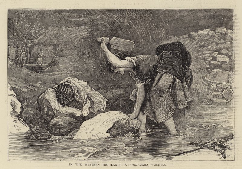 In the Western Highlands, a Connemara washing (engraving) بواسطة مدرسة اللغة الإنجليزية