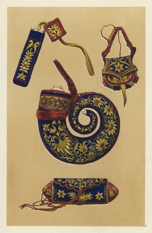 Indian Powder-Horn and Three Pieces of Matchlock Furniture (chromolitho) بواسطة مدرسة اللغة الإنجليزية