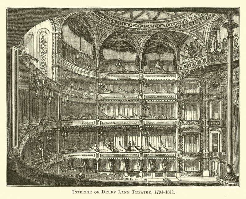 داخل مسرح دروري لين ، 1794-1811 بواسطة مدرسة اللغة الإنجليزية