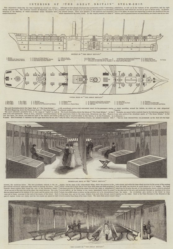 Interior of "The Great Britain" Steam-Ship (engraving) بواسطة مدرسة اللغة الإنجليزية