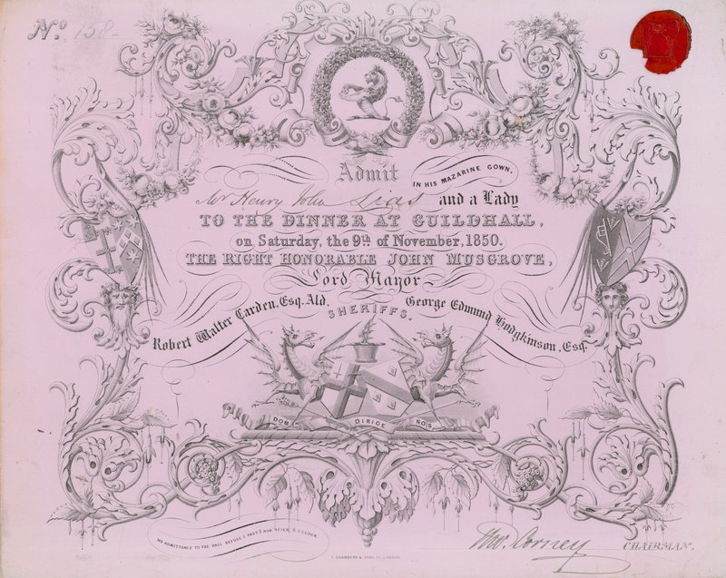 دعوة إلى مأدبة في Guildhall ، لندن ، في 9 نوفمبر 1850 بواسطة مدرسة اللغة الإنجليزية