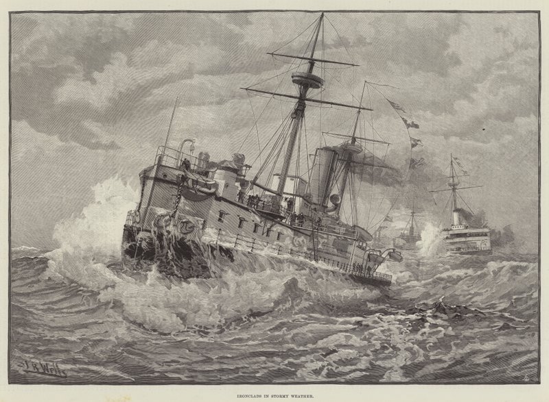 Ironclads في الطقس العاصف (نقش) بواسطة مدرسة اللغة الإنجليزية