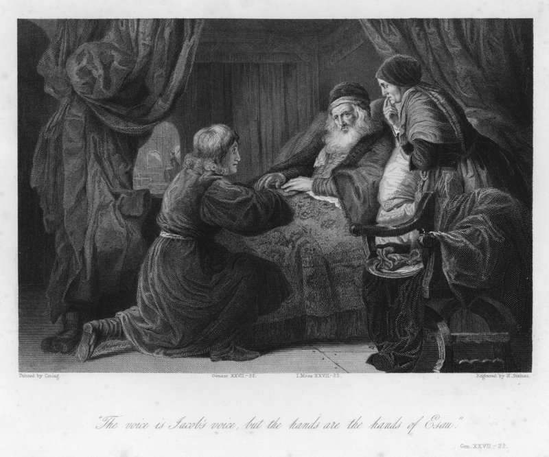 Isaac blessing Jacob, Genesis XXVII, 22 (engraving) بواسطة مدرسة اللغة الإنجليزية