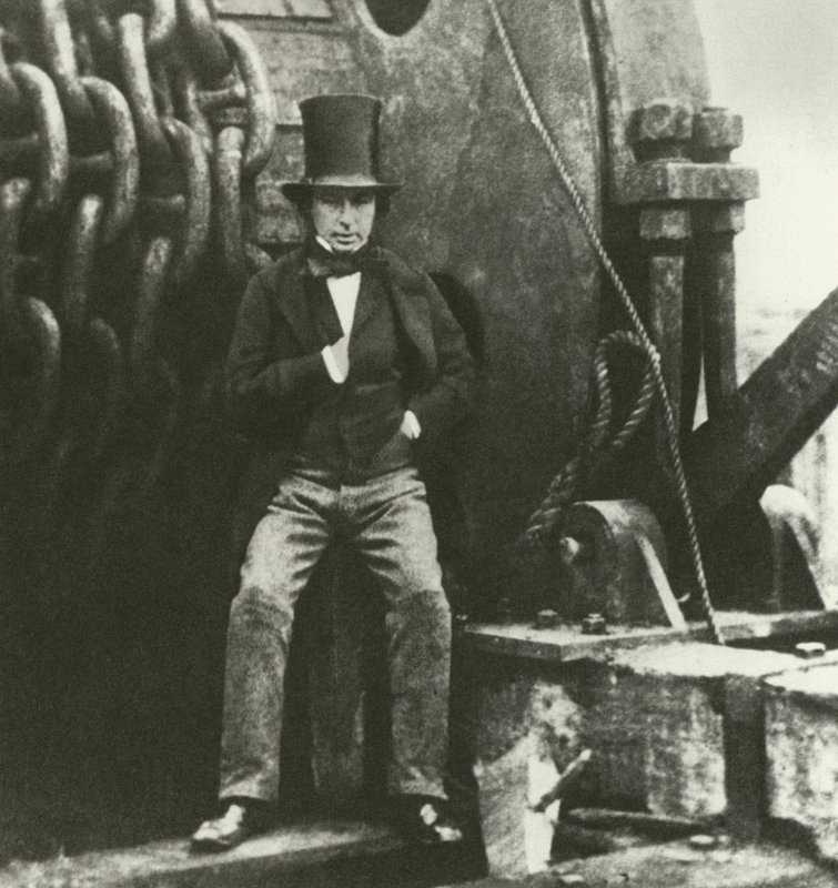 Isambard Kingdom Brunel ، مهندس ، أثناء بناء الشرق العظيم (نقش) بواسطة مدرسة اللغة الإنجليزية