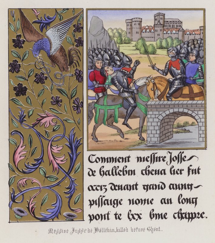 قتل Josse de Haluin قبل Ghent (نقش ملون) بواسطة مدرسة اللغة الإنجليزية