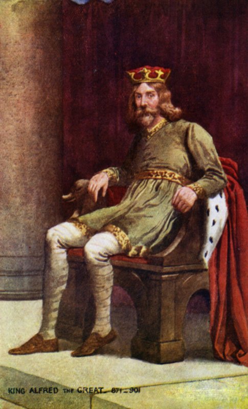 King Alfred the Great (colour litho) بواسطة مدرسة اللغة الإنجليزية