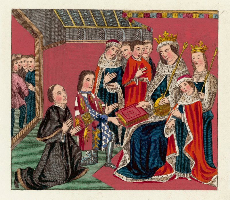 King Edward IV, his Queen and son (coloured engraving) بواسطة مدرسة اللغة الإنجليزية