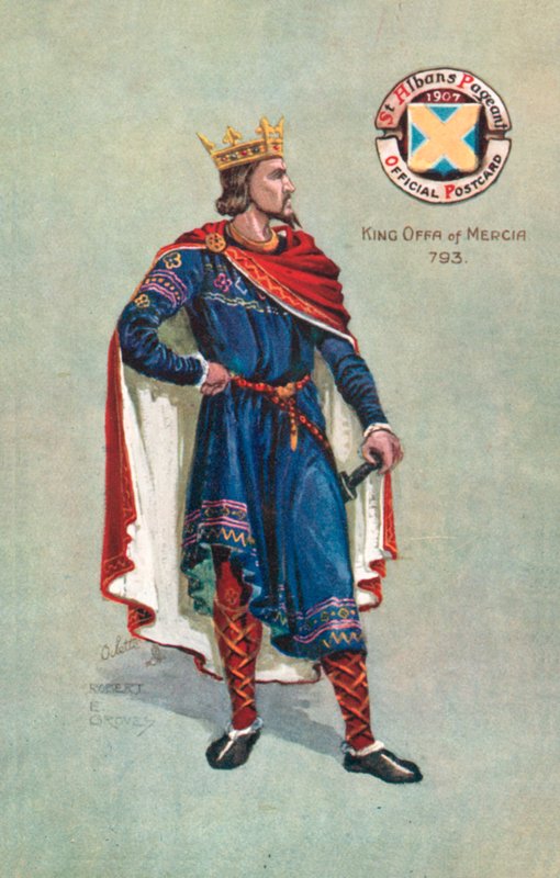 ملك مرسيا 793 ، ملكة سانت ألبان 1907 (لون ليثو) بواسطة مدرسة اللغة الإنجليزية