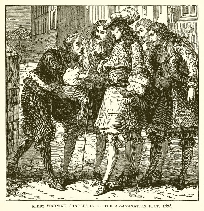كيربي يحذر تشارلز الثاني من مؤامرة الاغتيال ، 1678 بواسطة مدرسة اللغة الإنجليزية