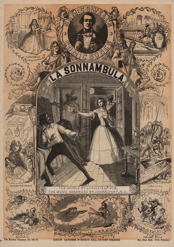 La Sonnambula ، إحدى الأغاني المصورة لسام كويل (لون ليثو) بواسطة مدرسة اللغة الإنجليزية