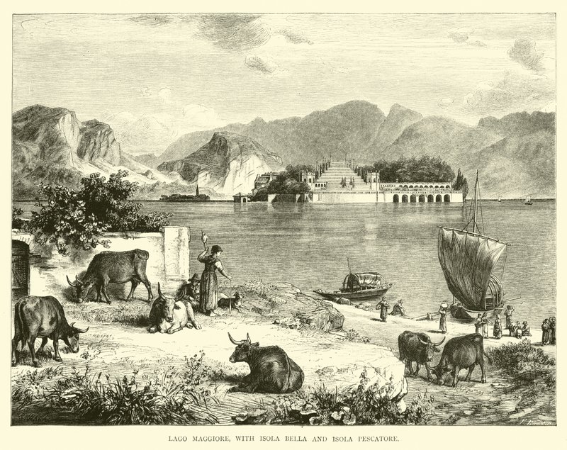 بحيرة ماجوري ، مع Isola Bella و Isola Pescatore بواسطة مدرسة اللغة الإنجليزية