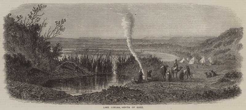 Lake Timsah, North of Suez (engraving) بواسطة مدرسة اللغة الإنجليزية