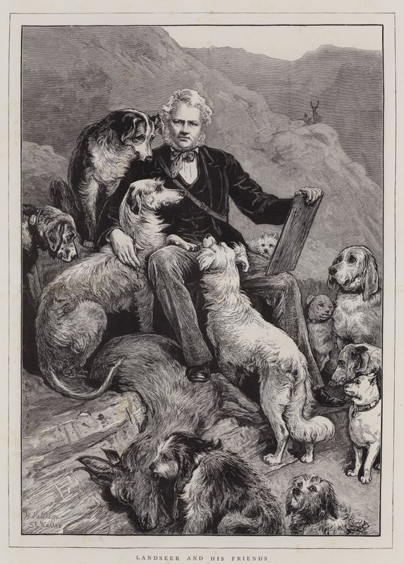 Landseer وأصدقائه (نقش) بواسطة مدرسة اللغة الإنجليزية