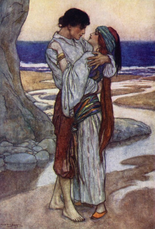 Lord Byron, Juan and Haidee (colour litho) بواسطة مدرسة اللغة الإنجليزية