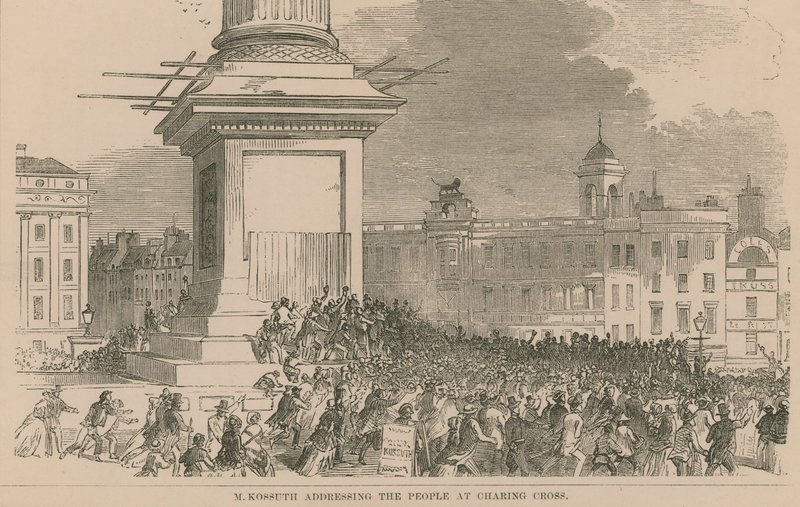 م. Kossuth يخاطب الناس في Charing Cross بواسطة مدرسة اللغة الإنجليزية