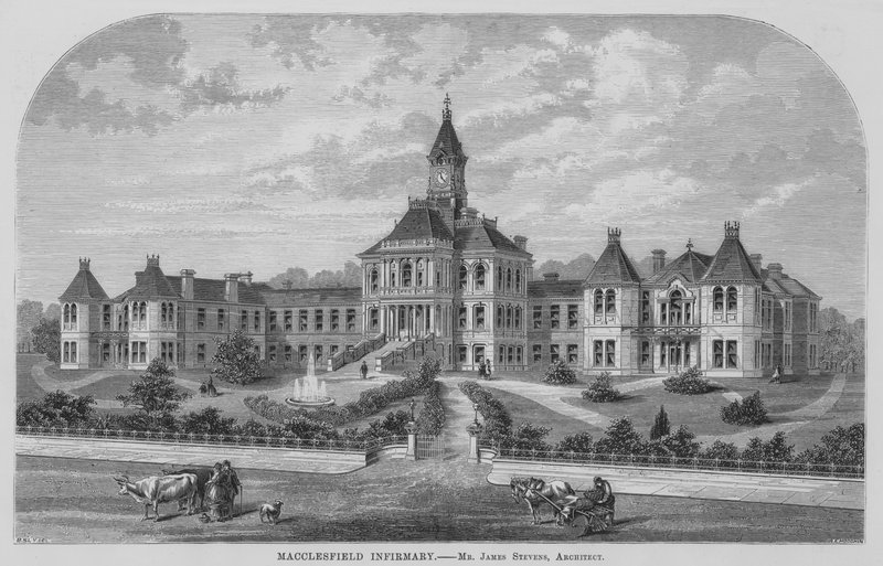 Macclesfield Infirmary (engraving) بواسطة مدرسة اللغة الإنجليزية