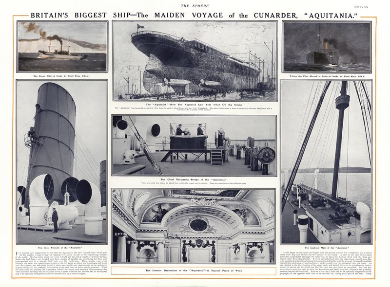 رحلة أولية للبطانة Cunard Aquitania ، 1914 بواسطة مدرسة اللغة الإنجليزية